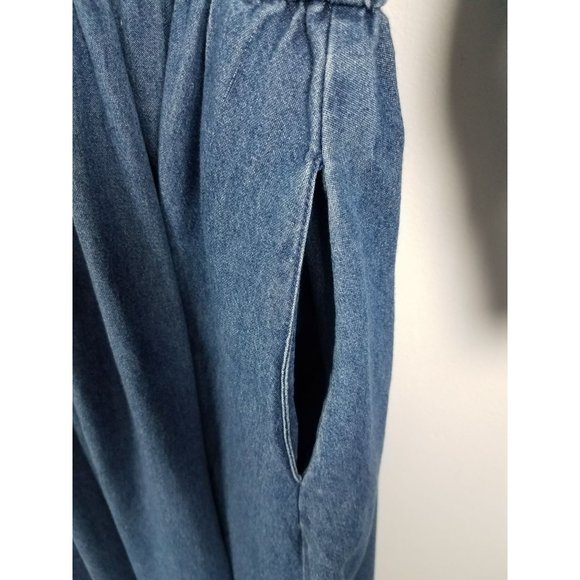 Vtg. Talbots Women's Sz. 8 Denim Button Up Long Sleeve Ruffle Front Maxi Dress - Picture 7 of 8